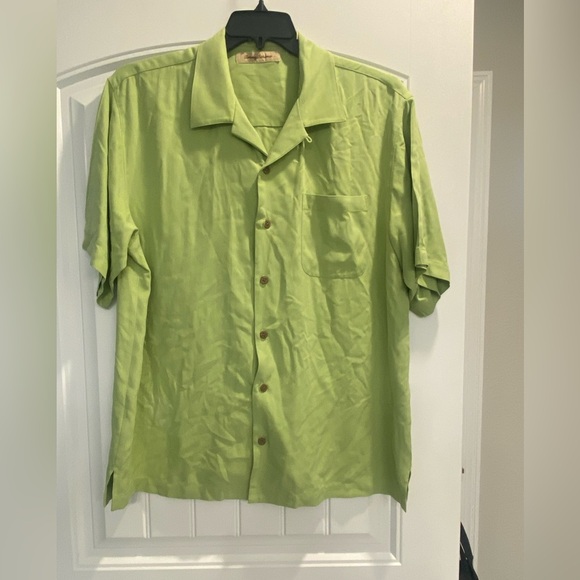 Tommy Bahama 100% Silk Shirt lime green size large - Picture 1 of 7